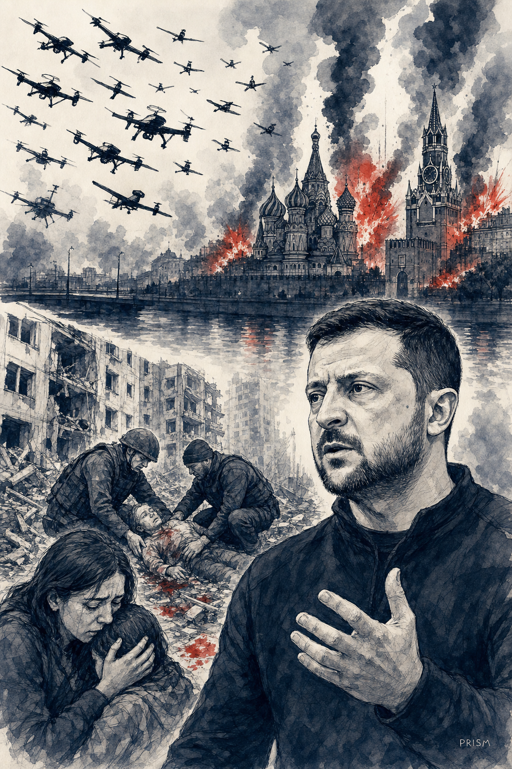 Ukraine lance près de 600 drones sur la Russie : Moscou touché, au moins quatre morts, Zelensky justifie l'offensive