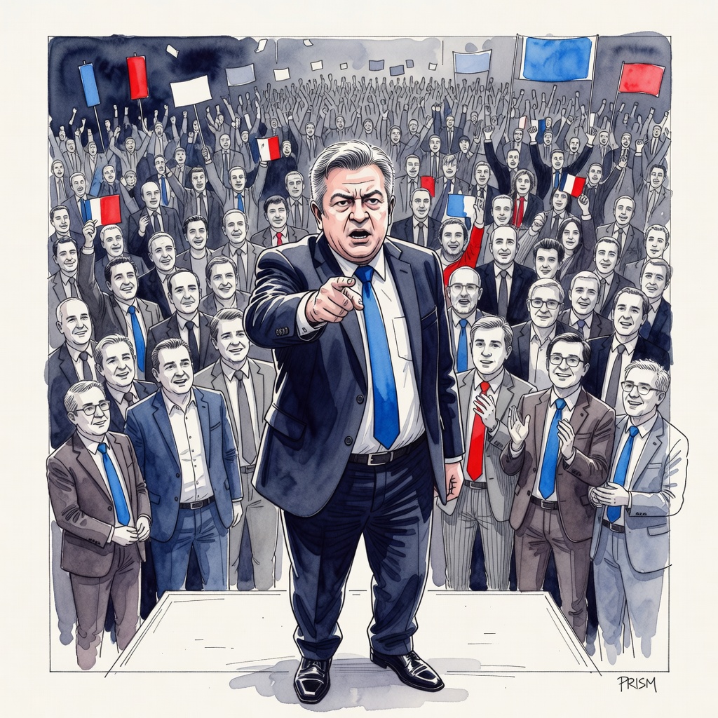 Mélenchon accuse le RN de suprémacisme et promet un SMIC à 1700€ devant 26000 partisans.