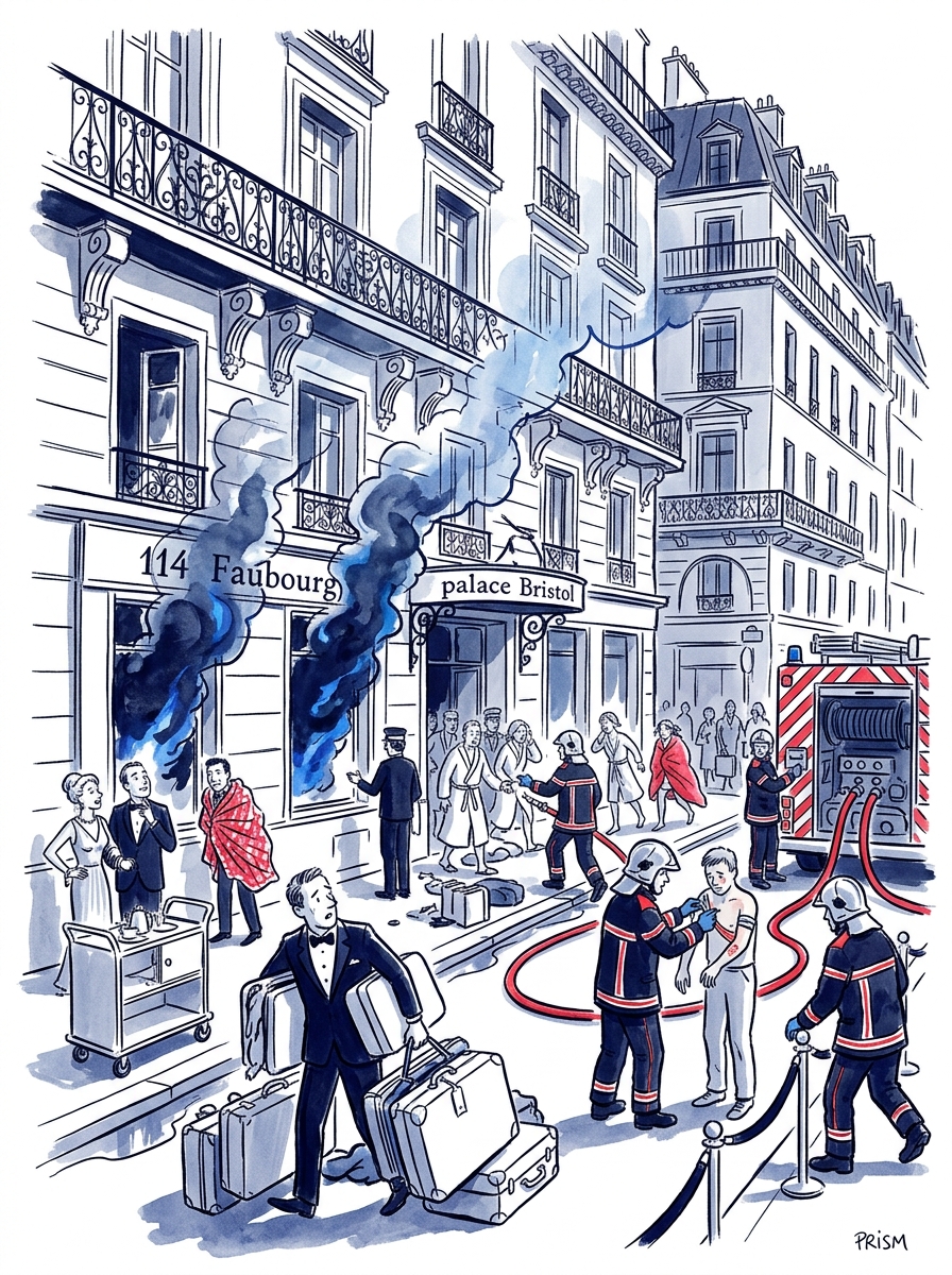 Un incendie dans les cuisines du palace Bristol provoque trois blessés et une évacuation totale immédiate