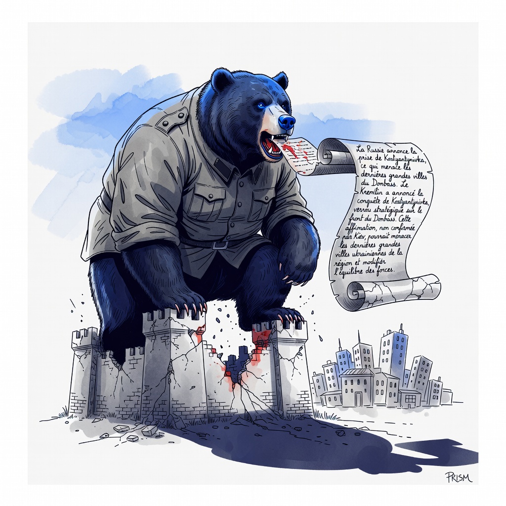 La Russie annonce la prise de Kostyantynivka, ce qui menace les dernières grandes villes du Donbass.
