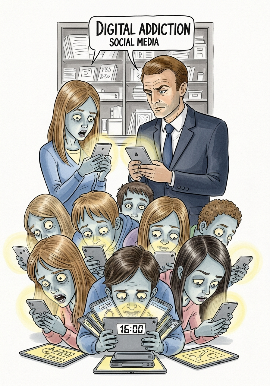 Les collèges luttent contre l'addiction numérique alors qu'Emmanuel Macron coordonne une interdiction européenne des réseaux sociaux