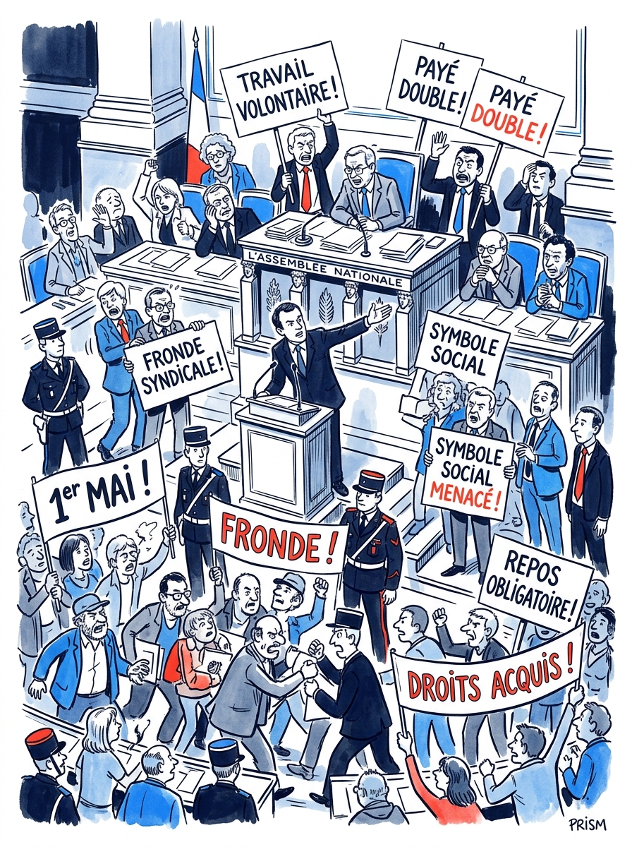 L'Assemblée nationale débat de l'ouverture des commerces le 1er-Mai, menaçant le repos obligatoire des salariés.