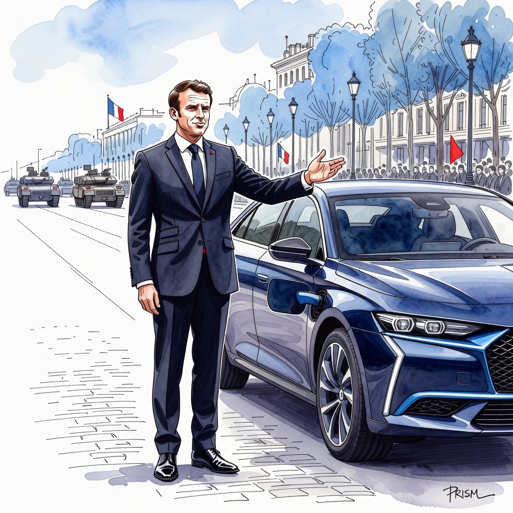Emmanuel Macron inaugure une DS n°7 100% électrique blindée pour son dernier défilé du 14-Juillet.