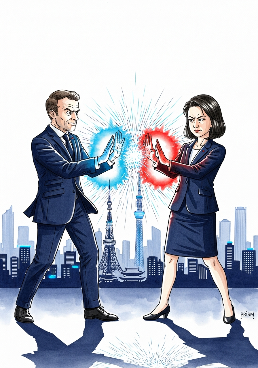 Emmanuel Macron et Sanae Takaichi effectuent un Kamehameha à Tokyo pour sceller l'alliance technologique franco-japonaise.