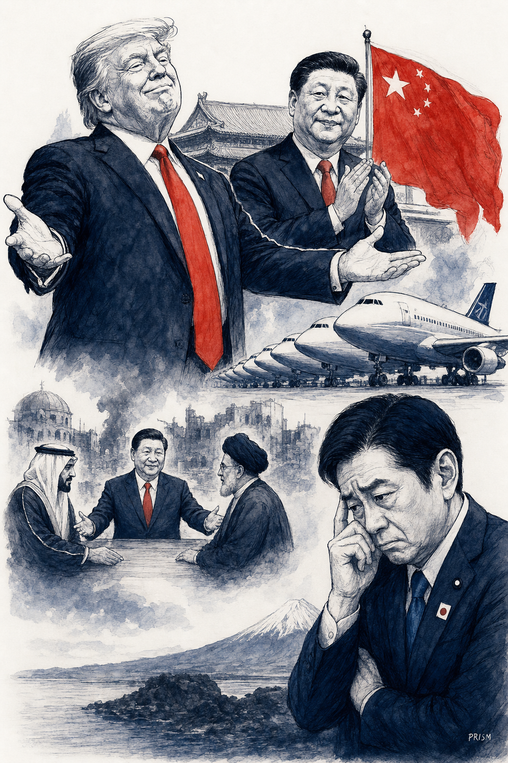 Trump quitte la Chine revendiquant des accords fantastiques, Xi promet 200 Boeing, Japon craint dissuasion affaiblie