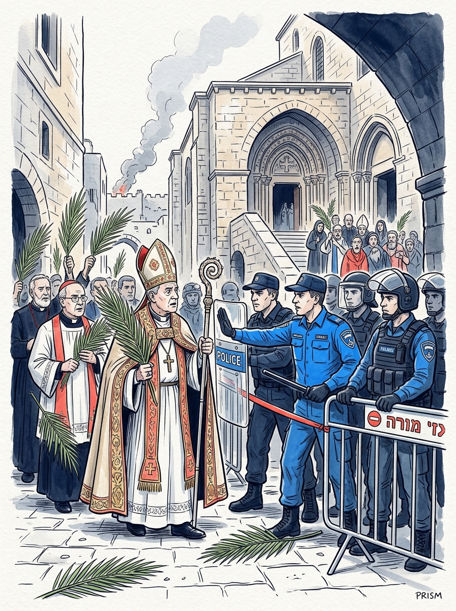 La police israélienne bloque le patriarche latin à Jérusalem, empêchant la messe des Rameaux historique