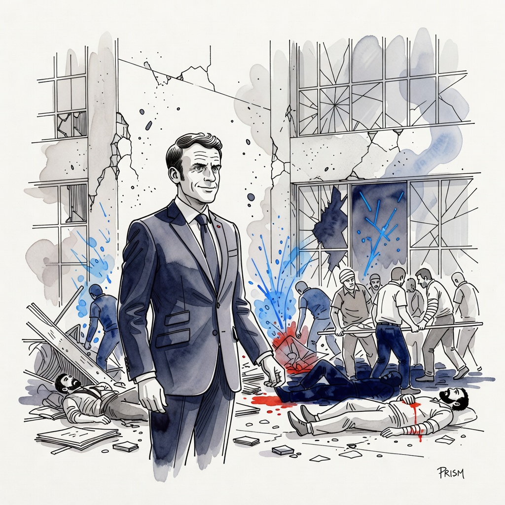 Macron en visite à Damas échappe à un attentat qui fait un mort et 36 blessés.