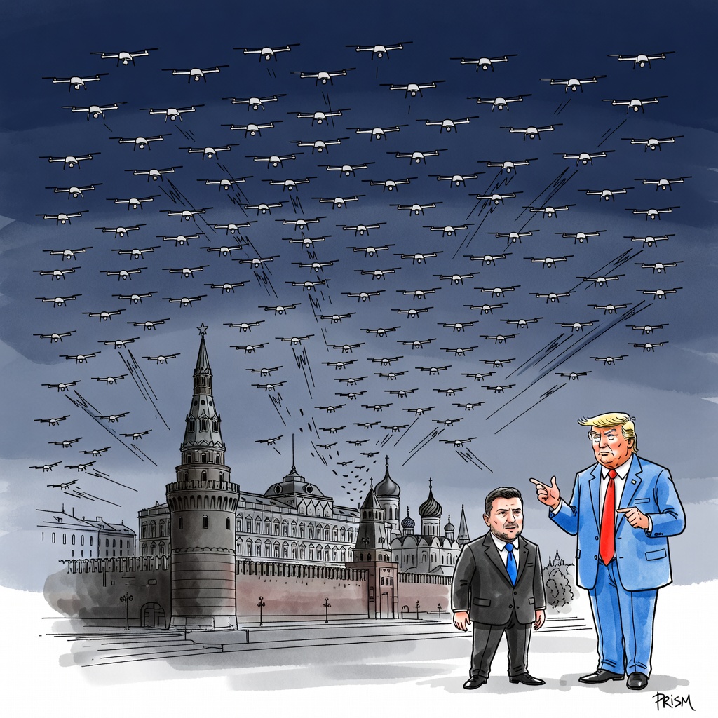 L'Ukraine lance 390 drones sur Moscou sans victimes avant la visite de Zelensky à la Maison-Blanche.