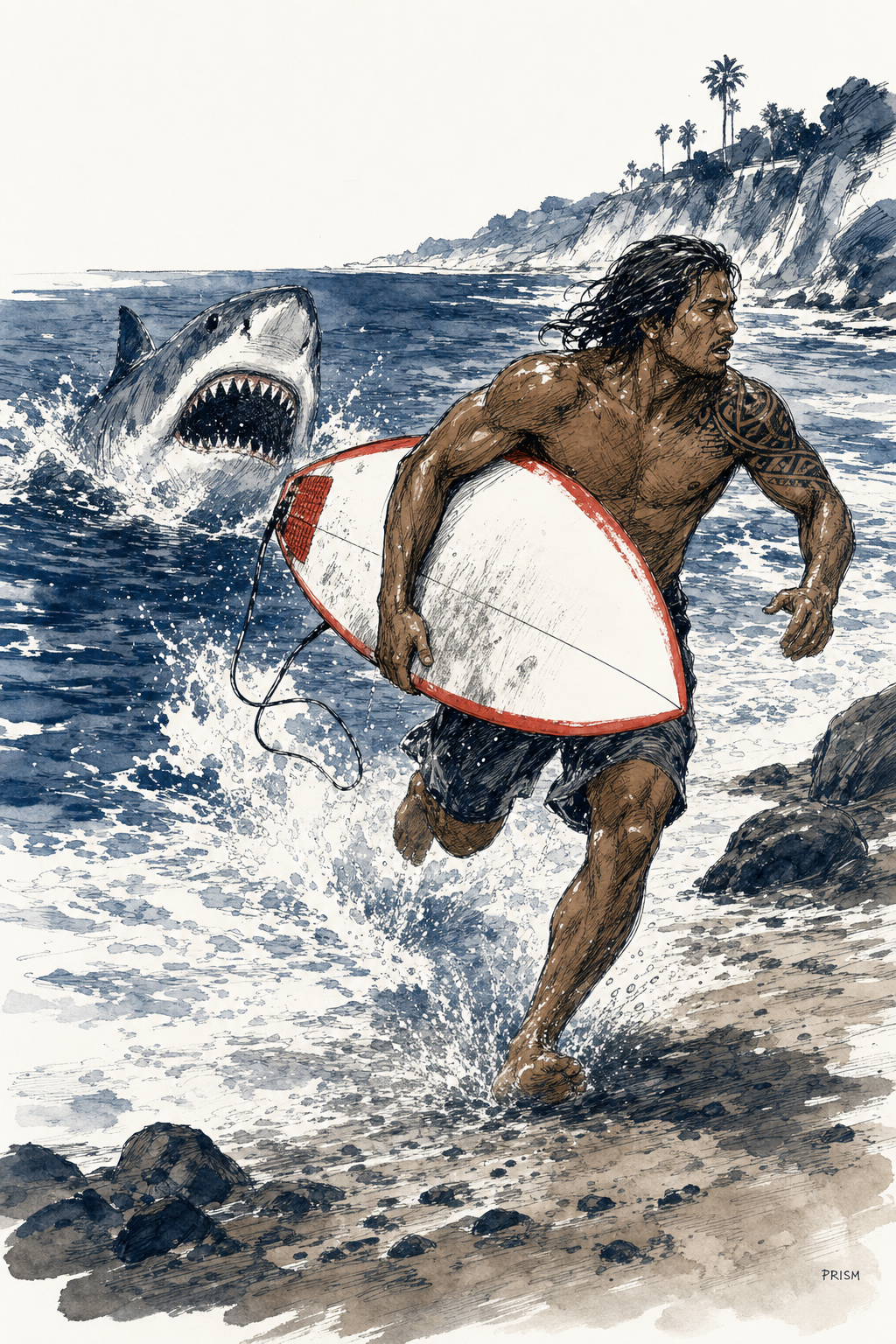 Poursuivi par un requin blanc de 3 mètres, Ron Tateka rejoint la terre après 1,5 km
