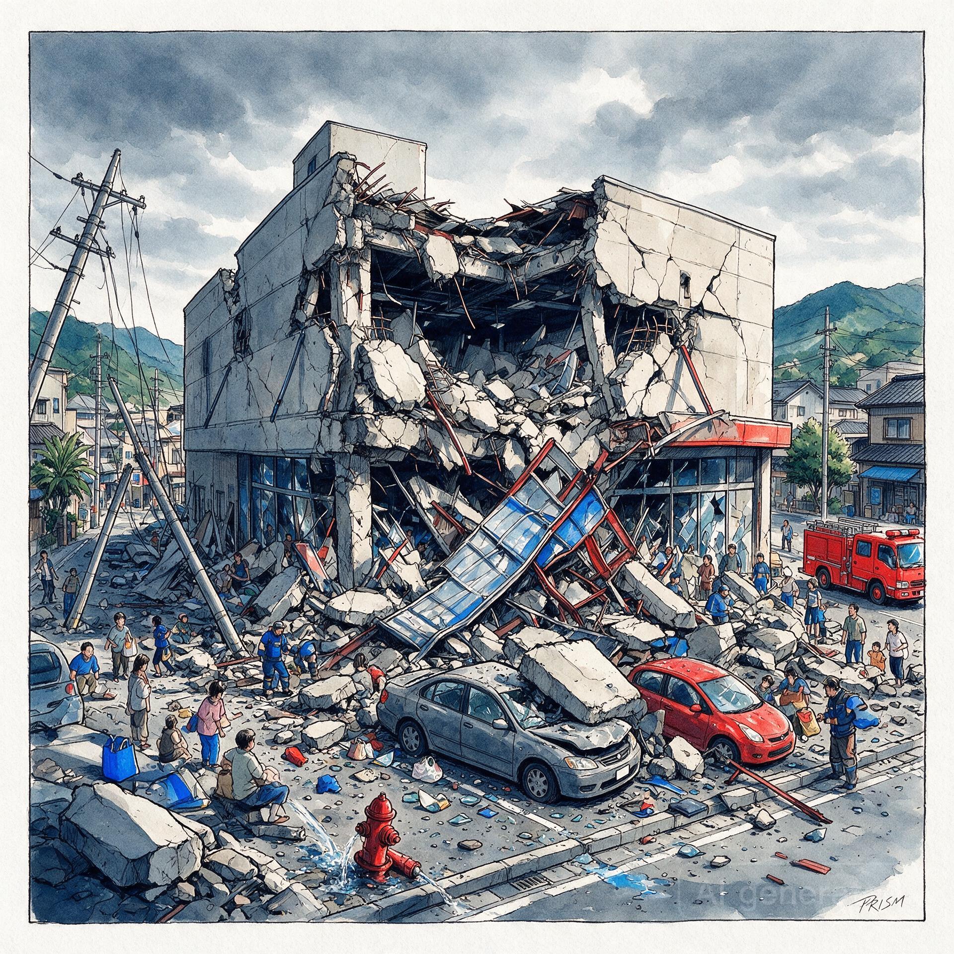 Un séisme de magnitude 7,1 dans le sud-ouest du Japon effondre un centre commercial.