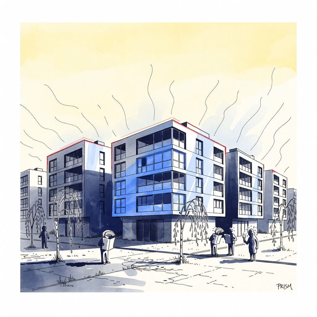 L'exposition plein ouest transforme les logements en fournaise dépassant 40°C lors des canicules.