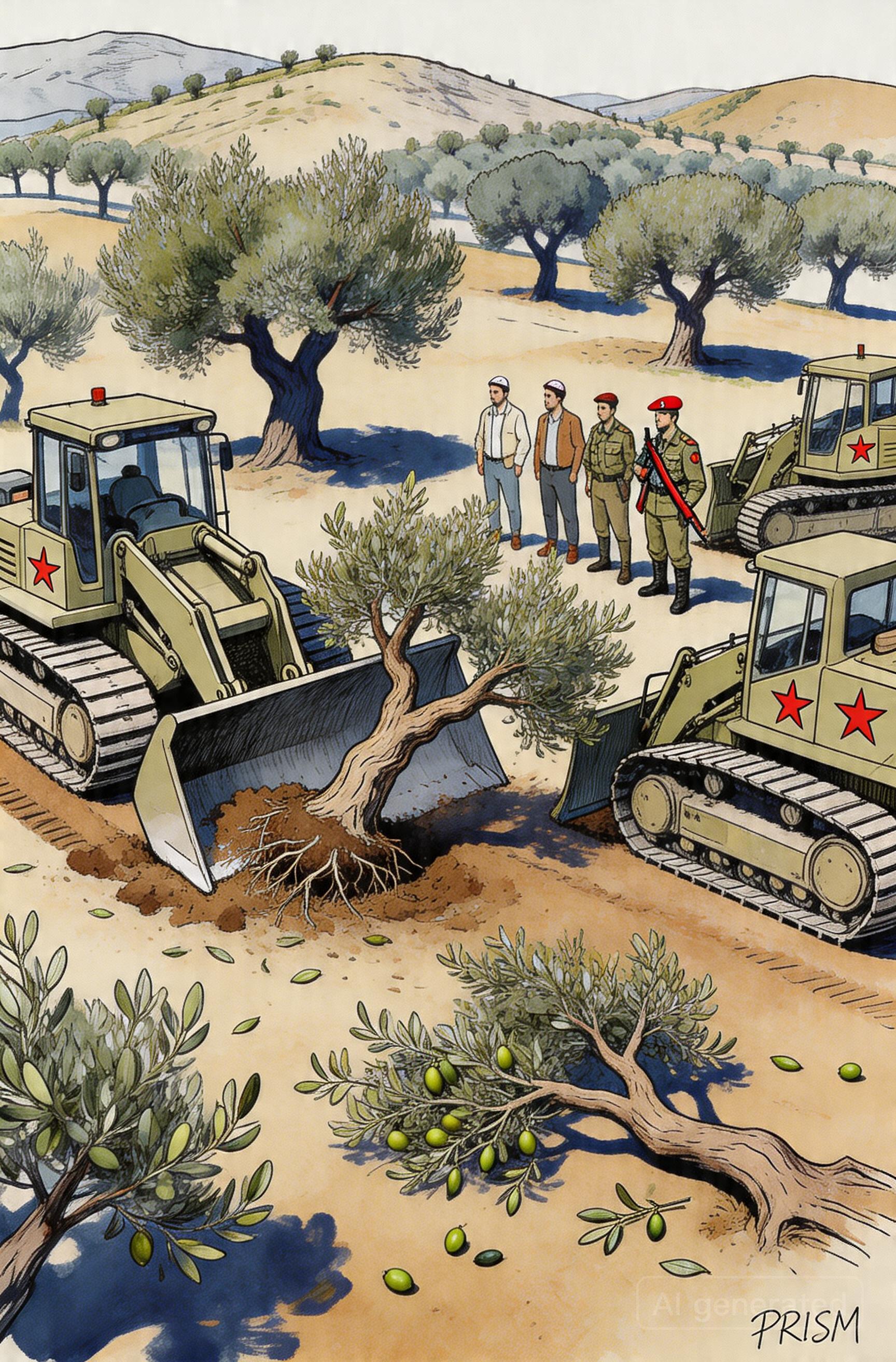 Cisjordanie : Des bulldozers israéliens détruisent des dizaines d'oliviers, menaçant l'économie agricole locale