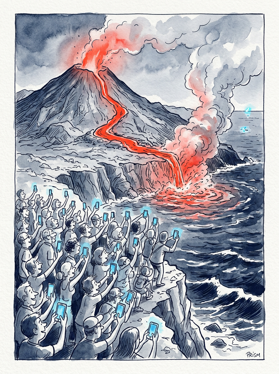 Au Piton de la Fournaise, le spectacle phénoménal des coulées de lave atteignant l'océan