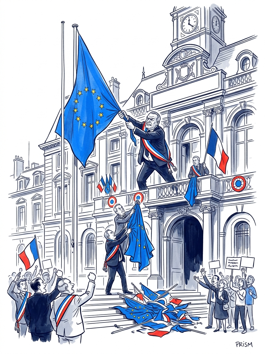 Des maires RN nouvellement élus retirent le drapeau européen de leur hôtel de ville