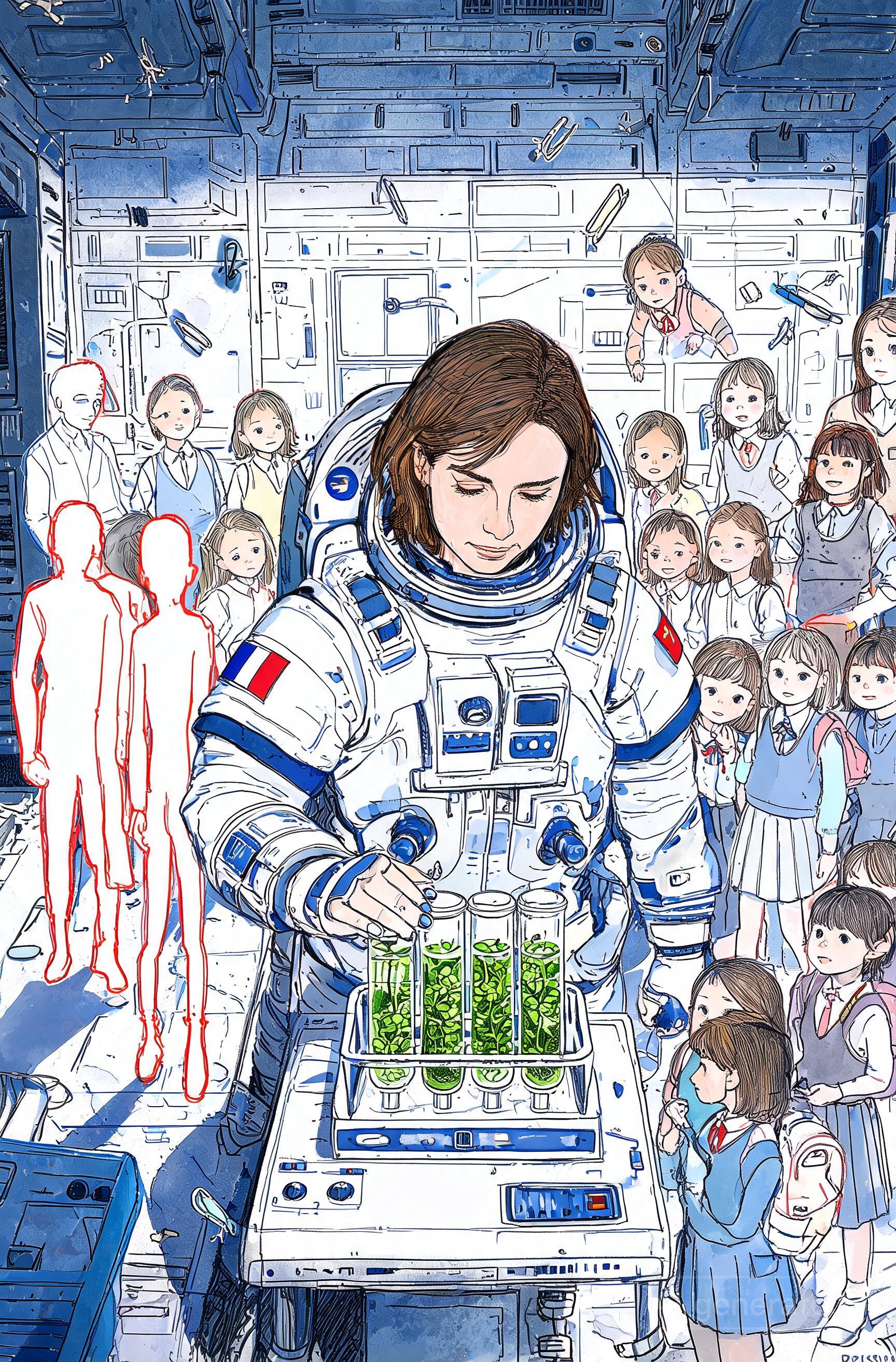 Sophie Adenot déploie l'expérience ChlorISS pour attirer les jeunes Français vers les carrières scientifiques.