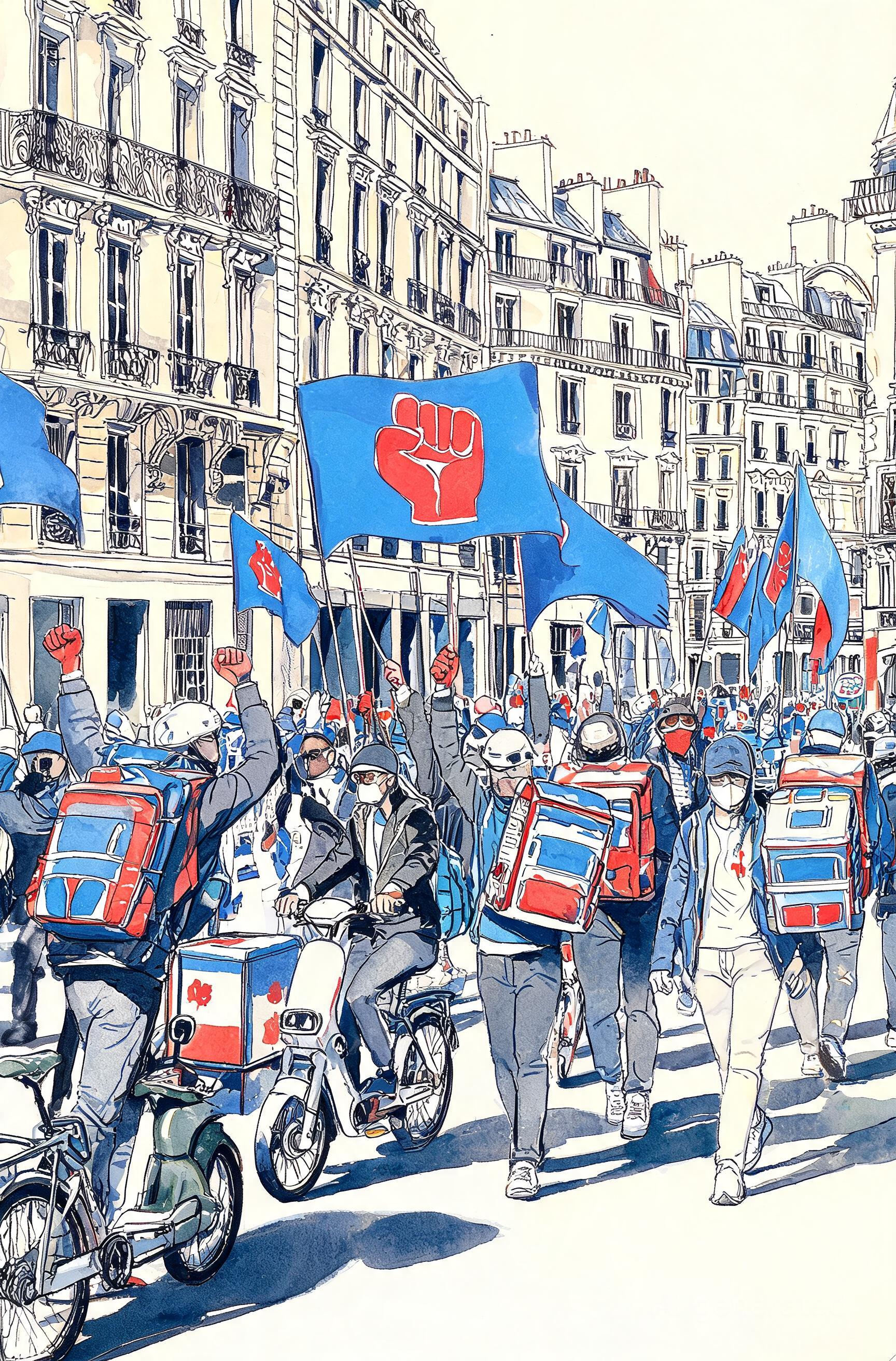 Livreurs et syndicats manifestent le 1er mai pour exiger une requalification salariale et des protections