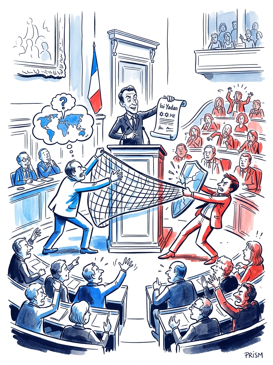 L'Assemblée nationale examine la loi Yadan contre l'antisémitisme, redéfinissant les limites de la critique politique internationale.