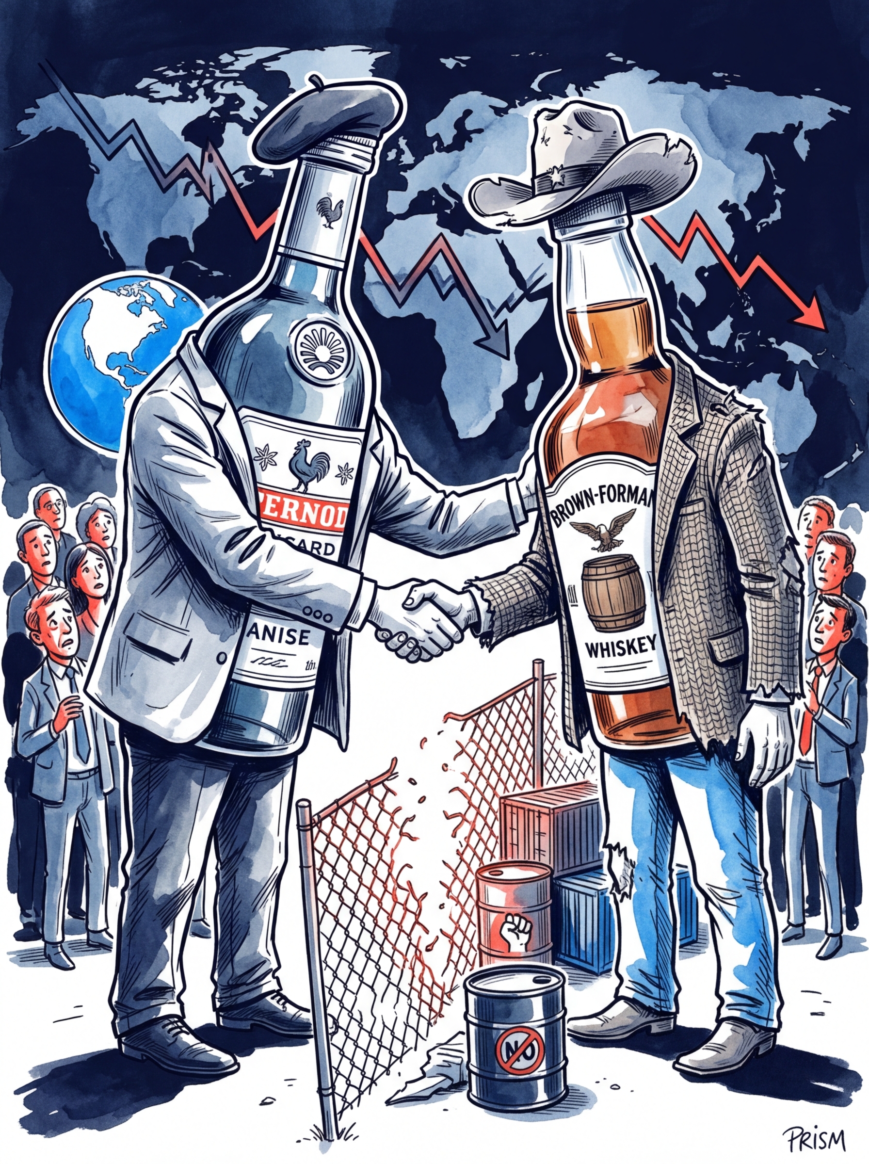 Pernod Ricard et Brown-Forman confirment une fusion stratégique pour créer un leader mondial des spiritueux.