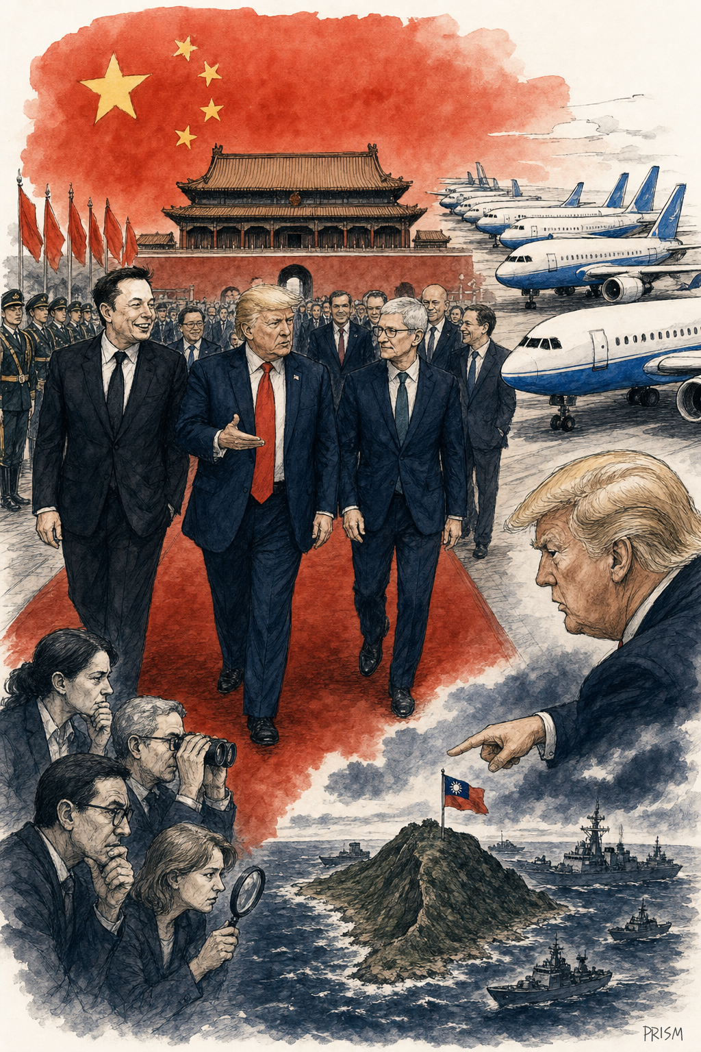 Trump emmène Musk et Cook à Pékin : Boeing décroche 200 avions, Trump met en garde Taïwan