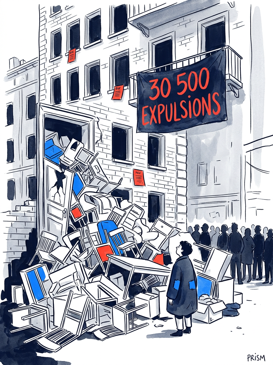 Record historique de 30 500 ménages expulsés en 2025 provoquant une crise sociale majeure du logement