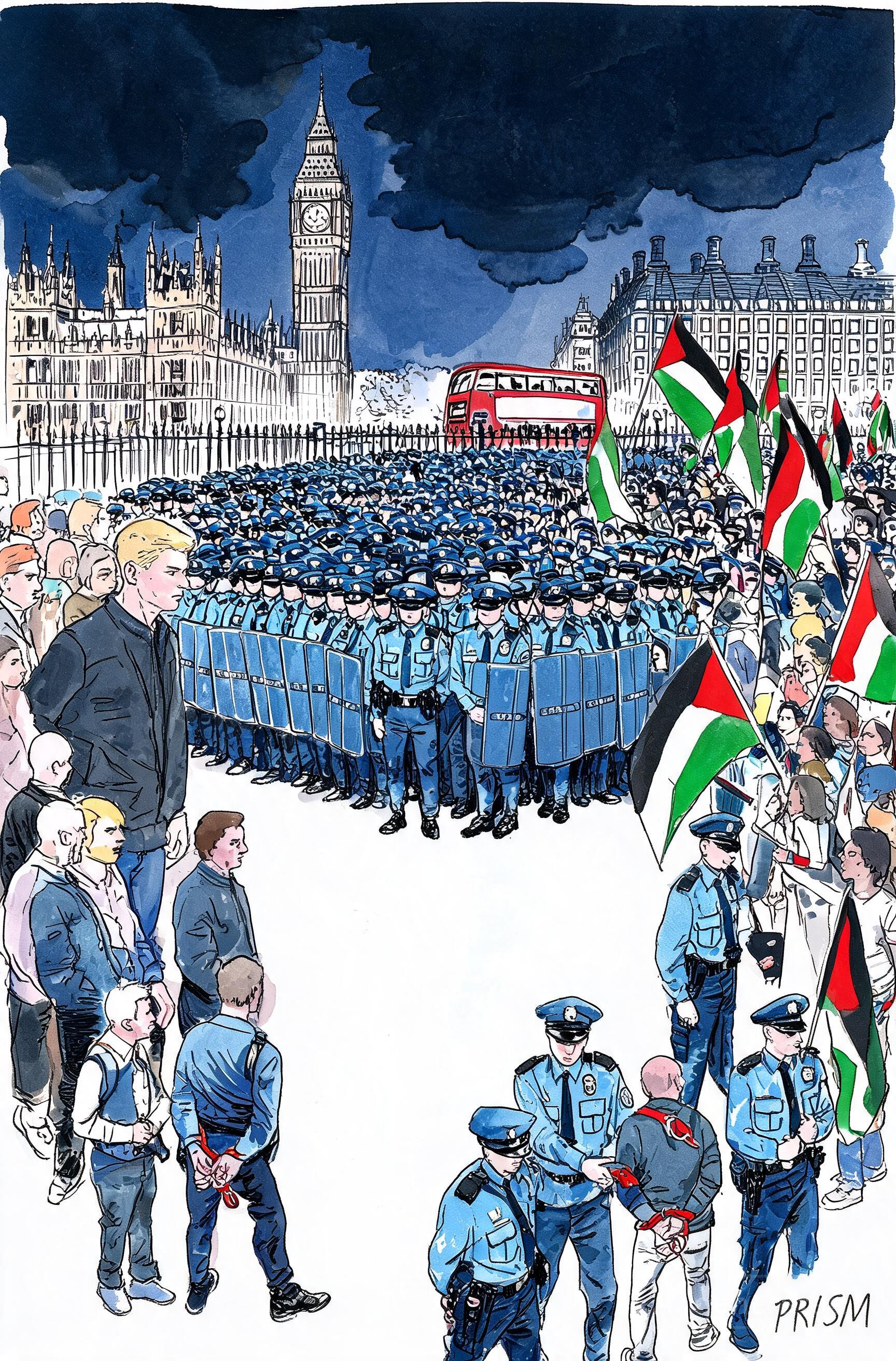 Londres : 4 000 policiers séparent deux marches rivales, 31 arrestations sans incident majeur