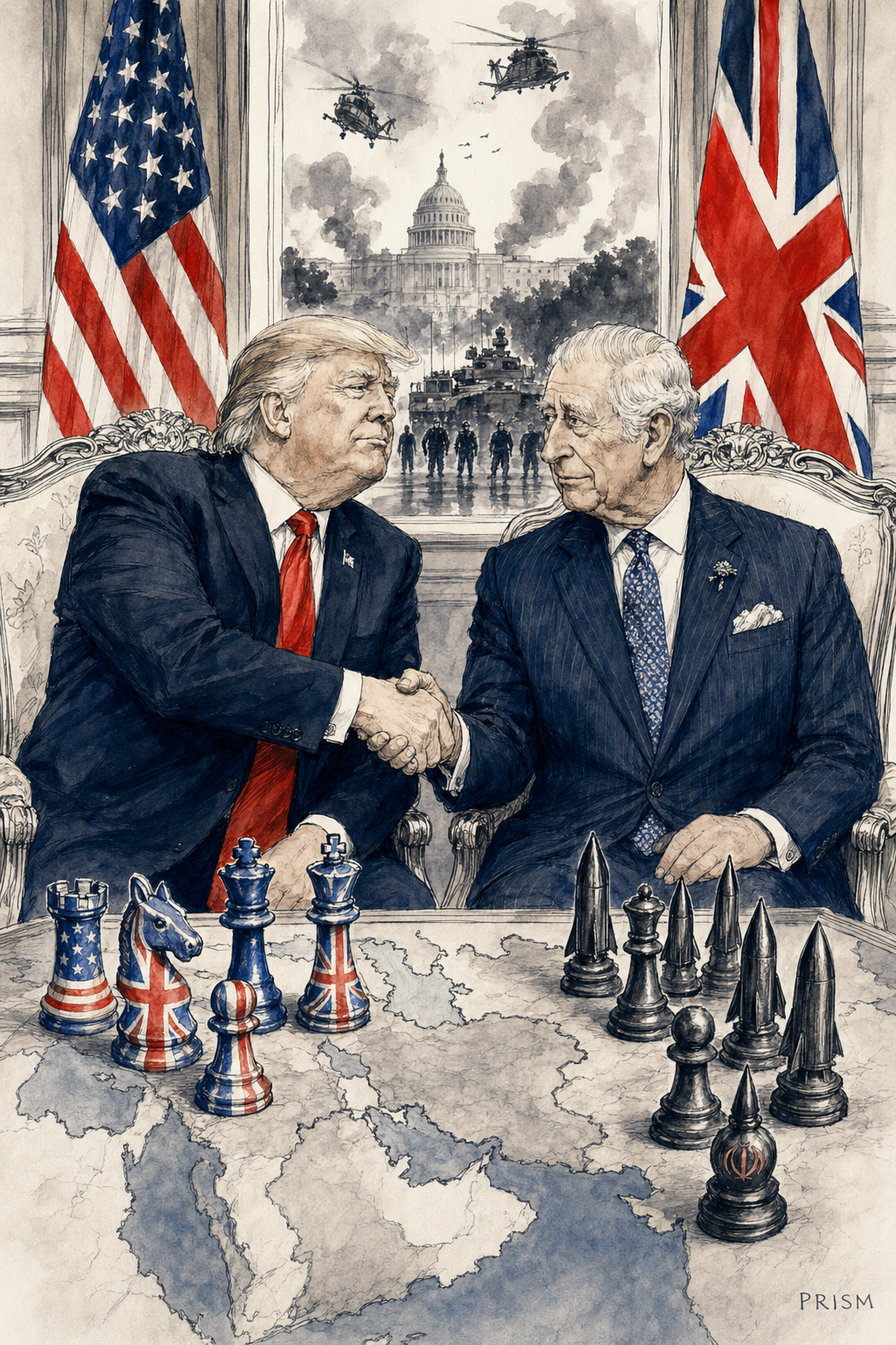 Donald Trump reçoit Charles III à Washington pour coordonner leurs positions diplomatiques sur le dossier iranien.