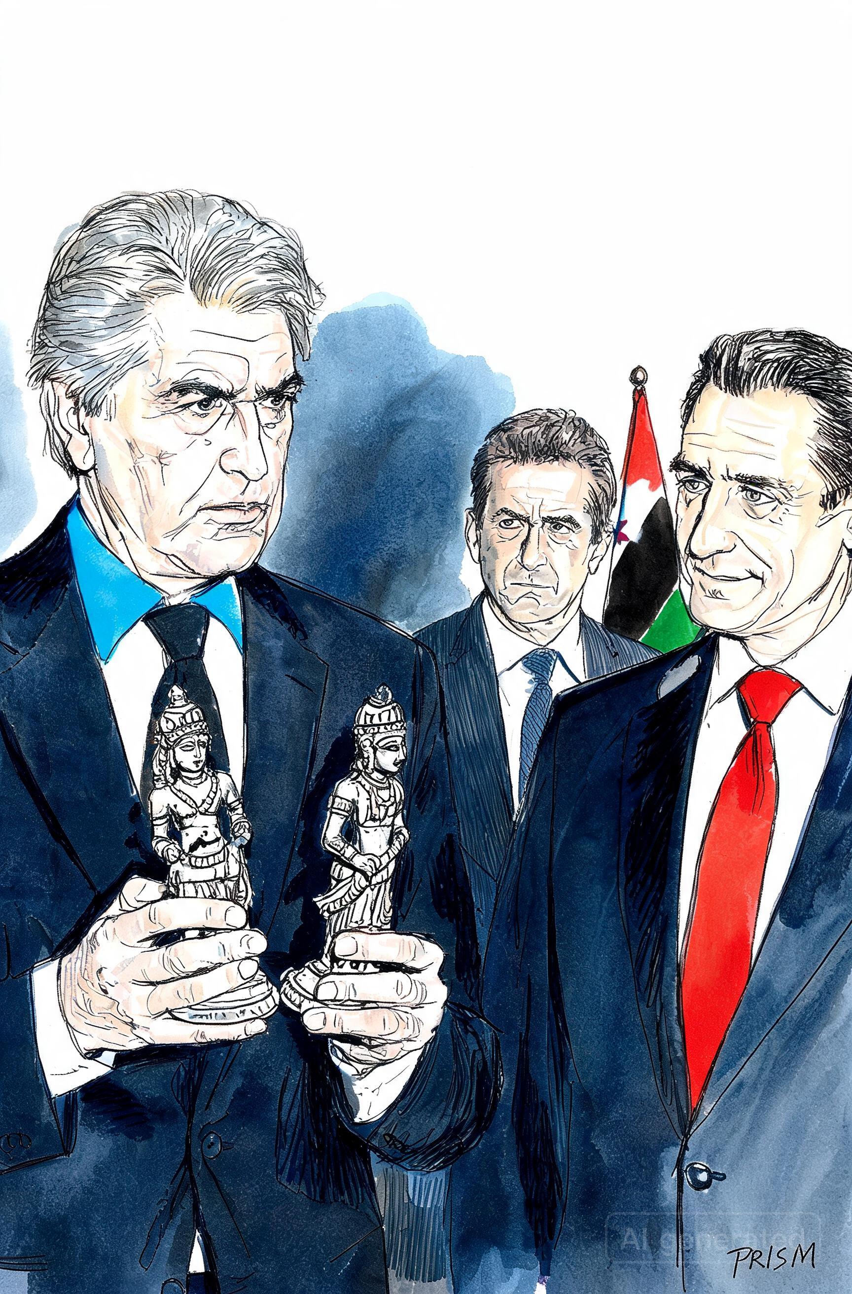 En restituant des statuettes, Dominique de Villepin accuse Bourgi de nuire à Sarkozy dans l'affaire libyenne.