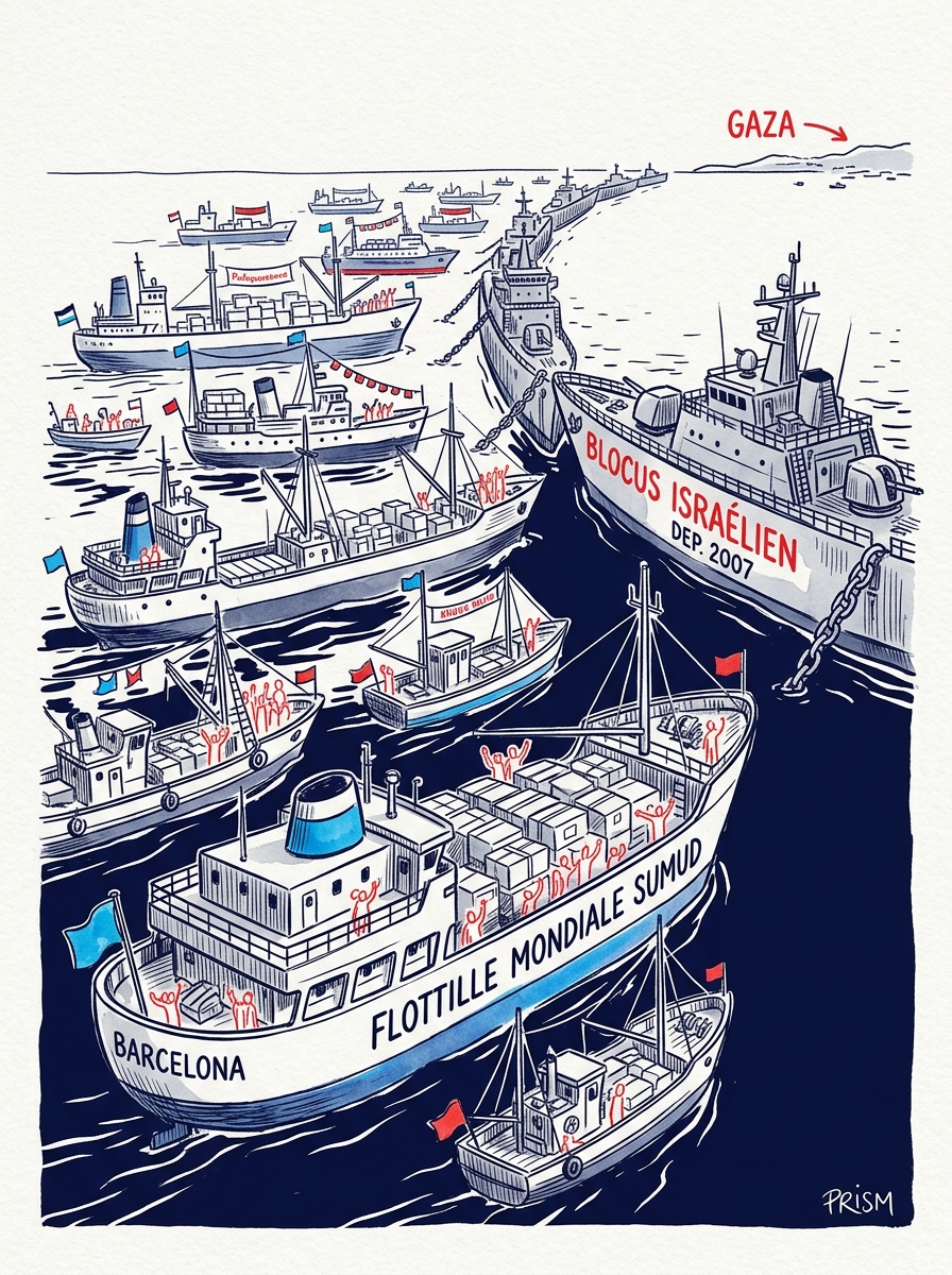 Une flottille humanitaire quitte Barcelone pour Gaza afin de briser le blocus et acheminer de l'aide