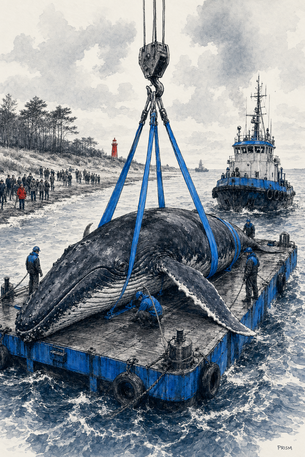 Une baleine échouée en Allemagne est transportée vers le large après une opération complexe