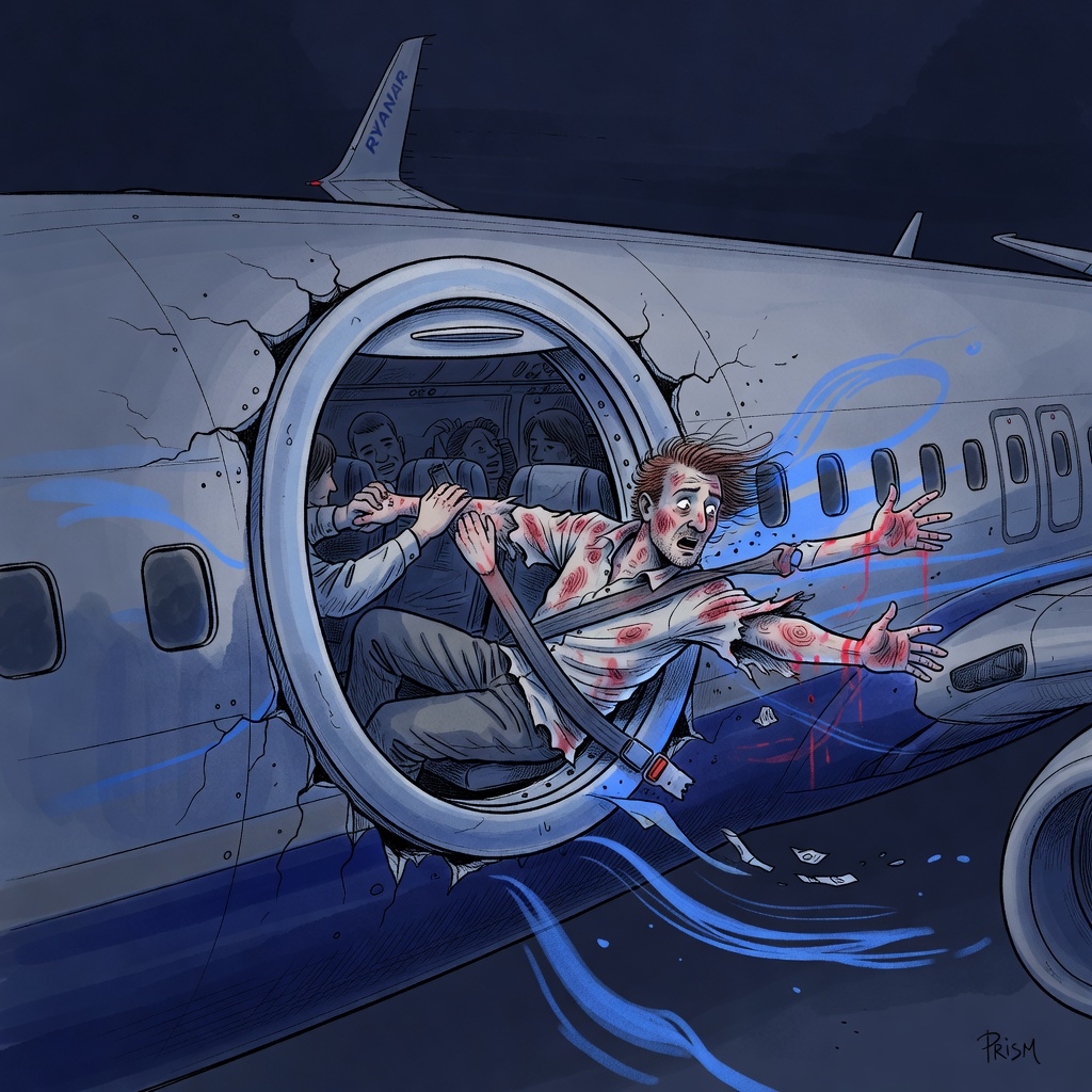 Un hublot de Ryanair se détache en vol et aspire partiellement un passager.