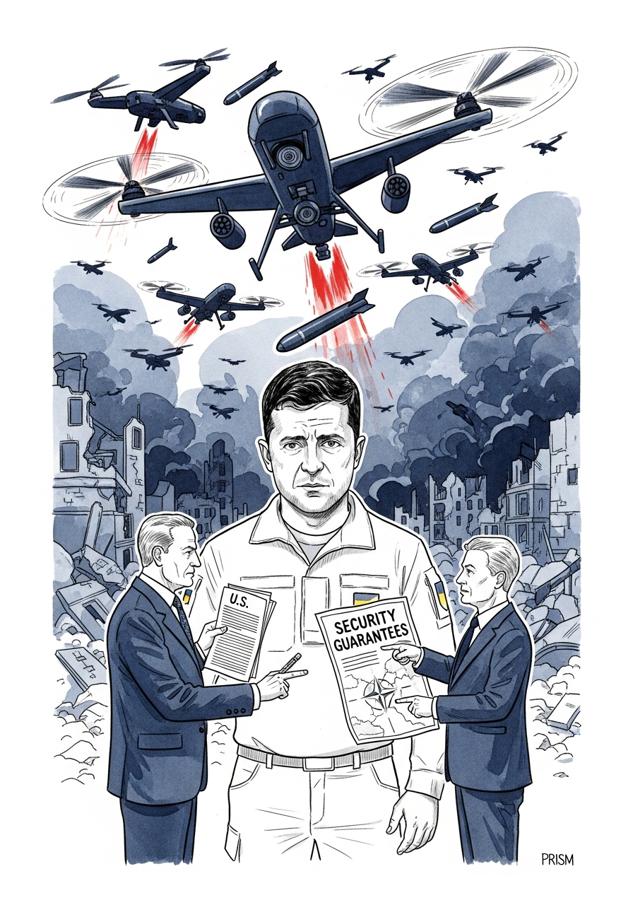 L'Ukraine subit une offensive aérienne record tandis que Zelensky négocie des garanties de sécurité avec Washington