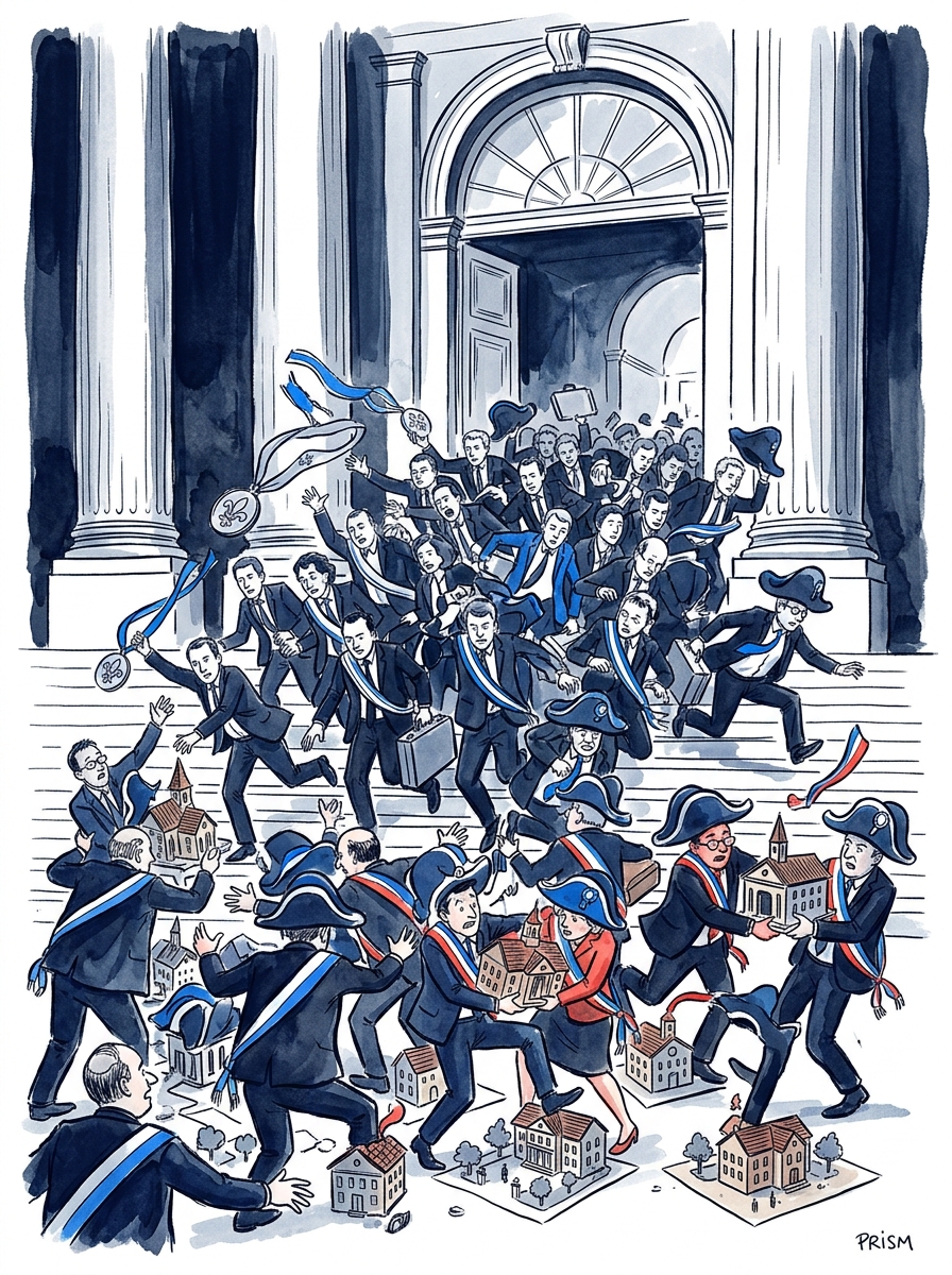 Trente-huit députés démissionnent de l'Assemblée nationale pour devenir maires, provoquant une recomposition politique locale majeure.