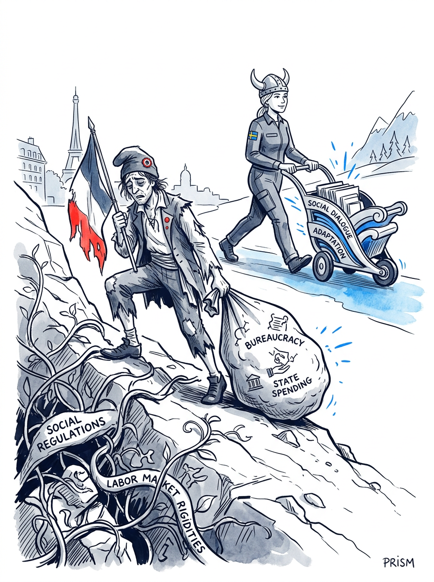 La France adopte le modèle suédois pour restaurer sa compétitivité nationale et réduire sa dette publique.